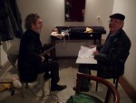I Muestra de Cultura Catalana en Uruguay  29/04 - Quico Pi de la Serra y Daniel Viglietti en los camerinos de la sala Zitarrosa